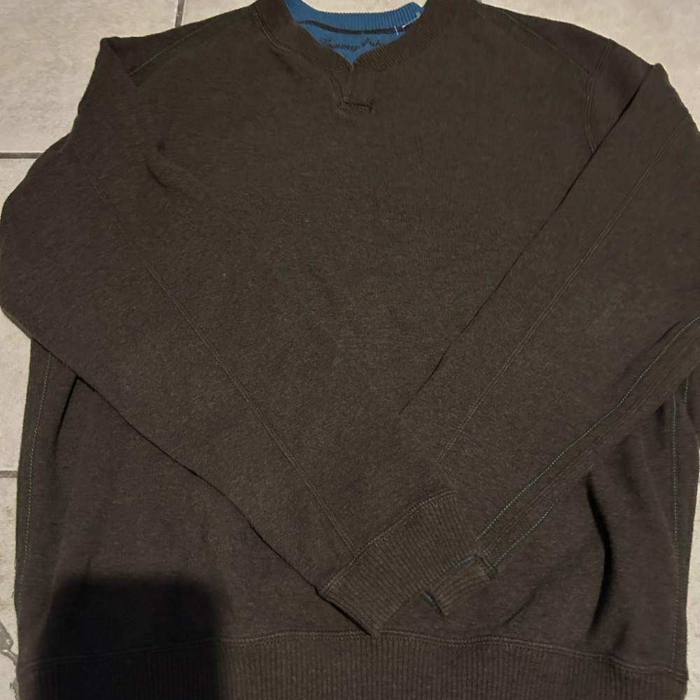 Tommy Bahama Sweater Men’s Medium Blue Brown Reversible Pullover Sweatshirt EUC